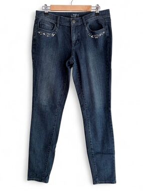 Loft Modern Skinny Pearl and Bead Embellished Pocket Jeans Size 6